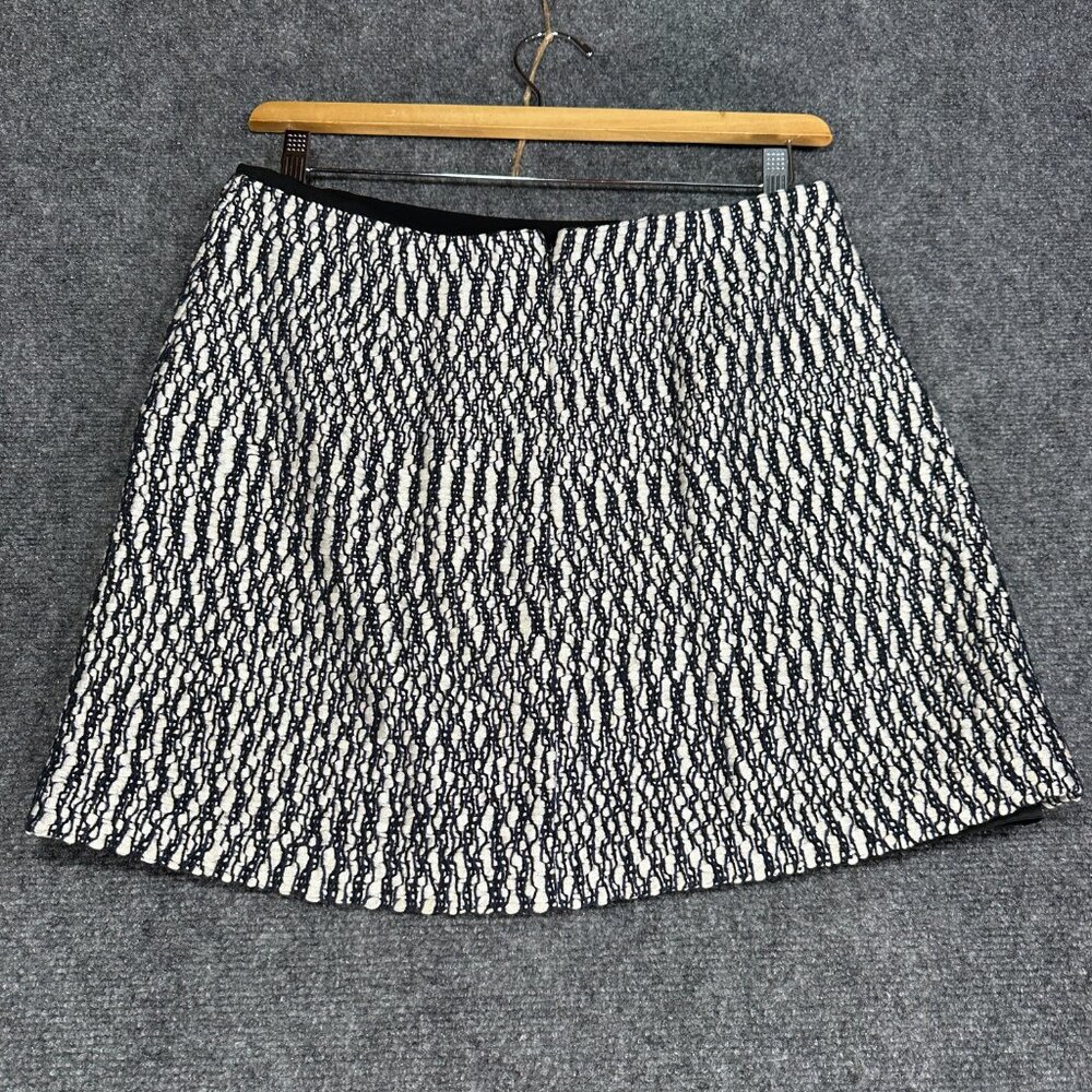 Tory Burch Skirt Womens 8 Pencil Tweed Cotton Blend Black White Zip Lined Pocket - Picture 6 of 8